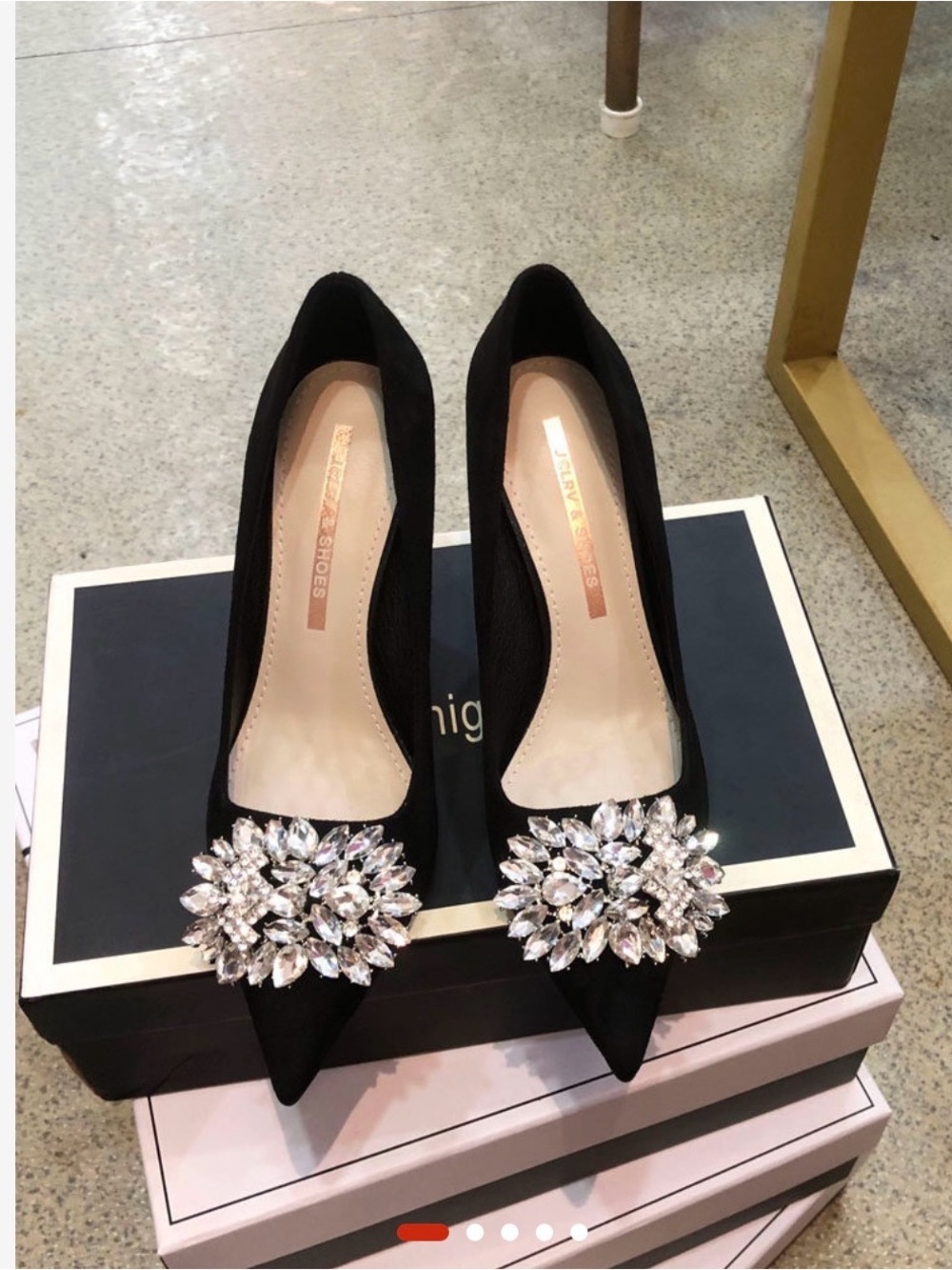 A Classy Chic Boutique Black Pointed Toe Jeweled Pumps